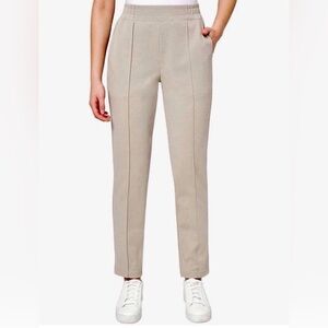 Mondetta Women's Pintuck Straight Leg Pants, High Rise, Stretch, Beige M NWT